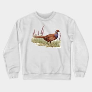 Pheasant with Grass and flowers Crewneck Sweatshirt